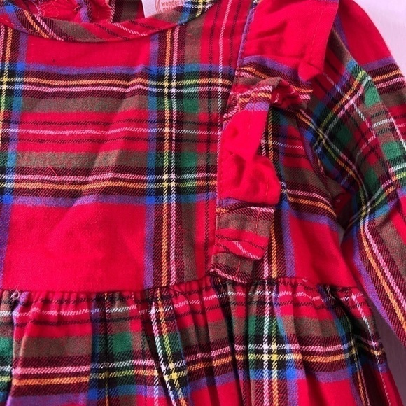 Baby Girls Plaid Dress Outfit with Matching Tights size 3-6 M - Picture 4 of 9